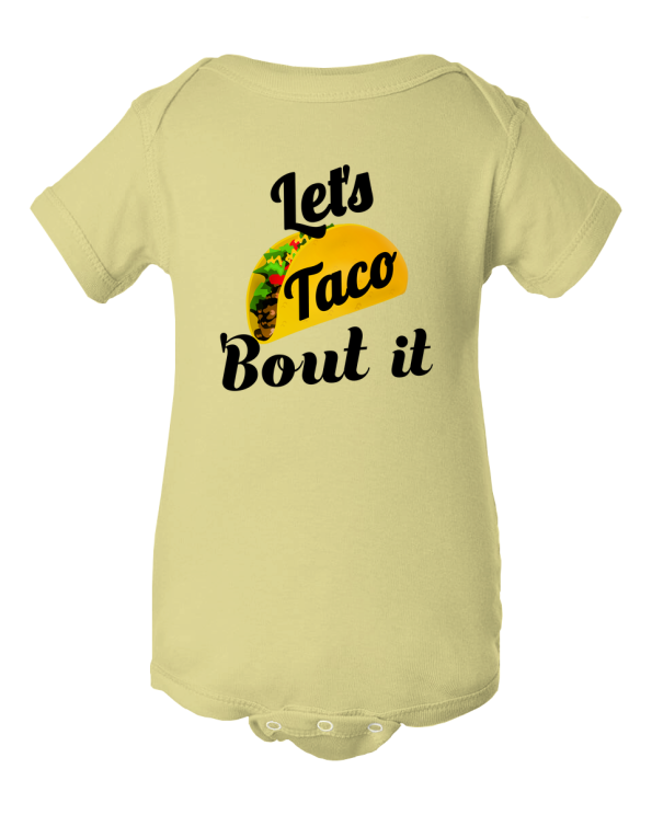 Spice Up The Cuteness! "Let's Taco 'Bout it" Unisex Baby Onesie