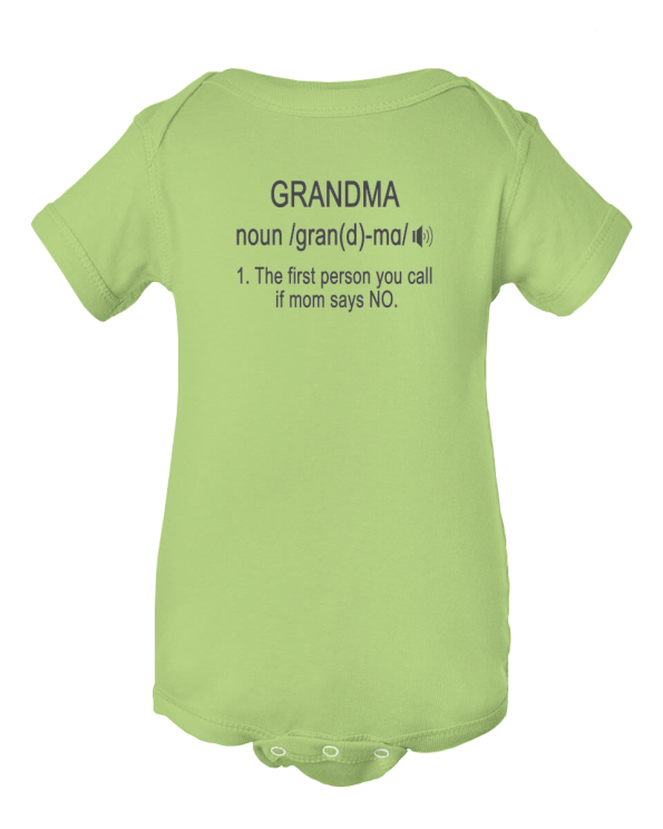 The Lighter Side of Parenthood! "Grandma Definition Noun" Funny Baby Onesie