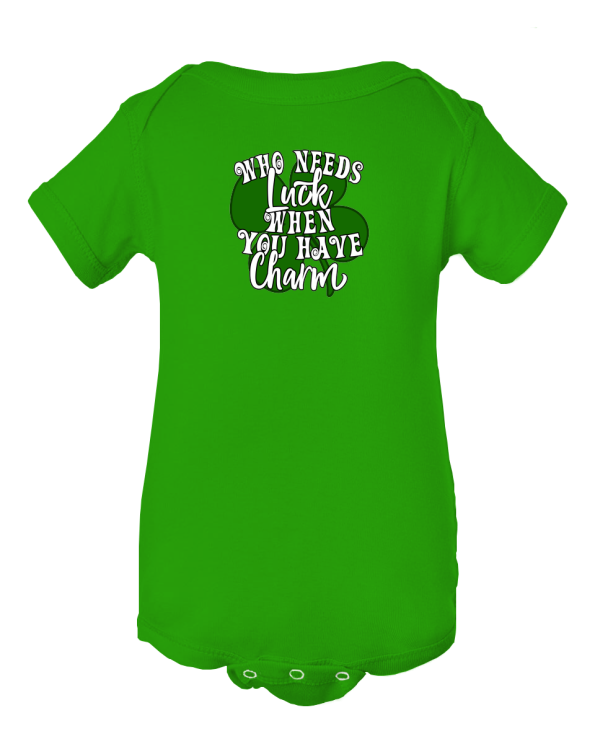 St. Patrick's Day Delight: "Who Needs Luck When You Have Charm" Baby Onesie!