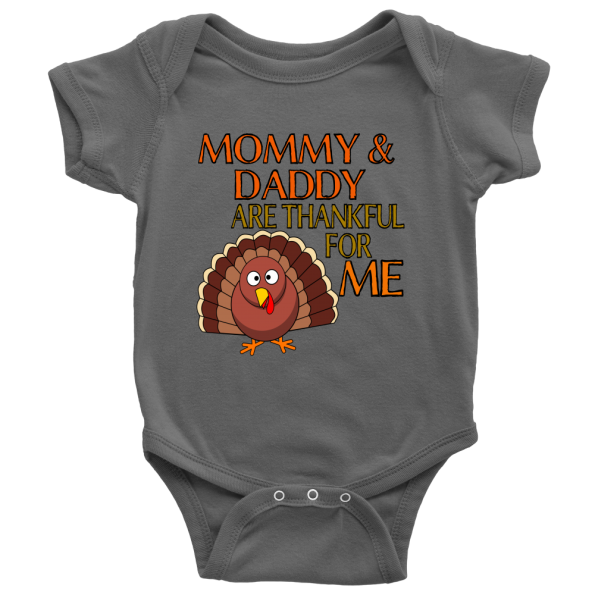 mommy and daddy are thankful baby onesie
