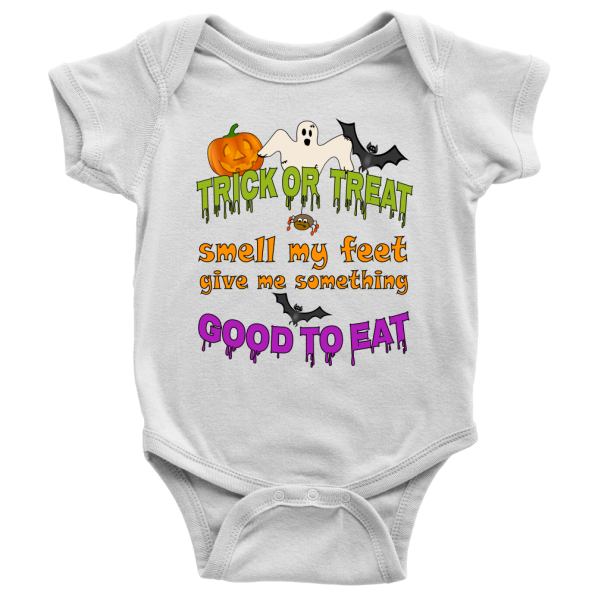 "Trick Or Treat, Smell My Feet" Hilarious Halloween Baby Onesie